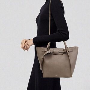 Celine Small Big Bag Long Strap Grained Leather Tote Light Taupe